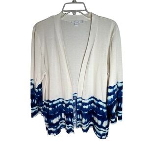 Chico’s Lightweight Blue Batik Design Cardigan-Size Large (Chico’s size 2)